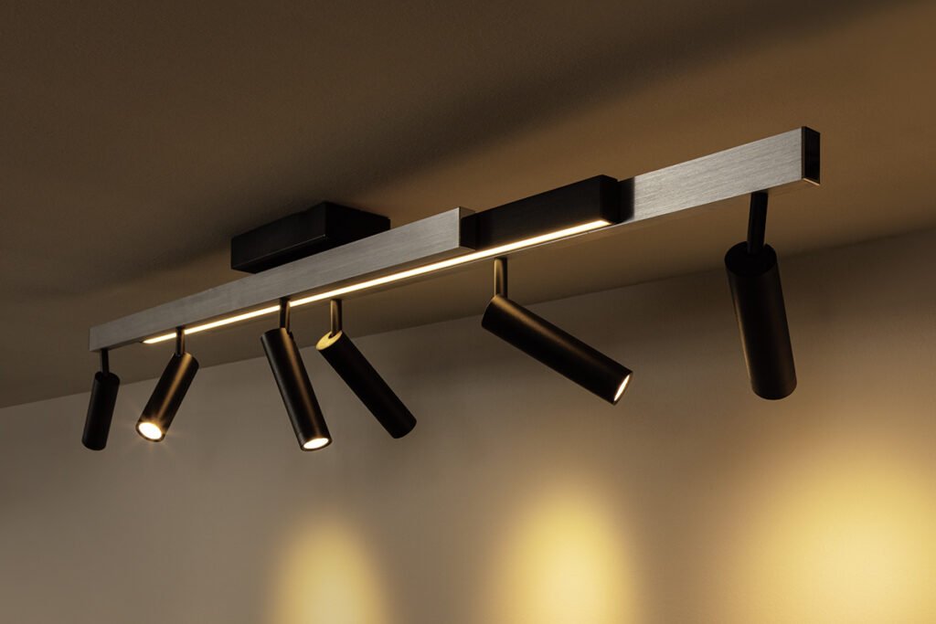 Metall Aluminium, getrennt schaltbar, Lichtfarbe stufenlos einstellbar, ausziehbar