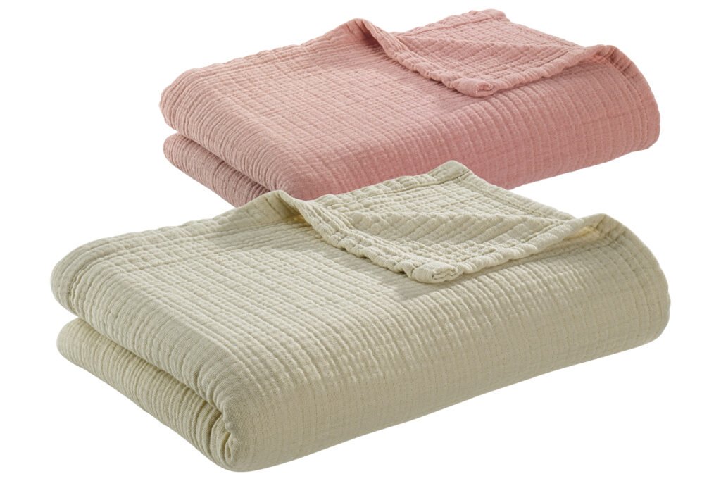 Musselindecke in Rosa oder Beige