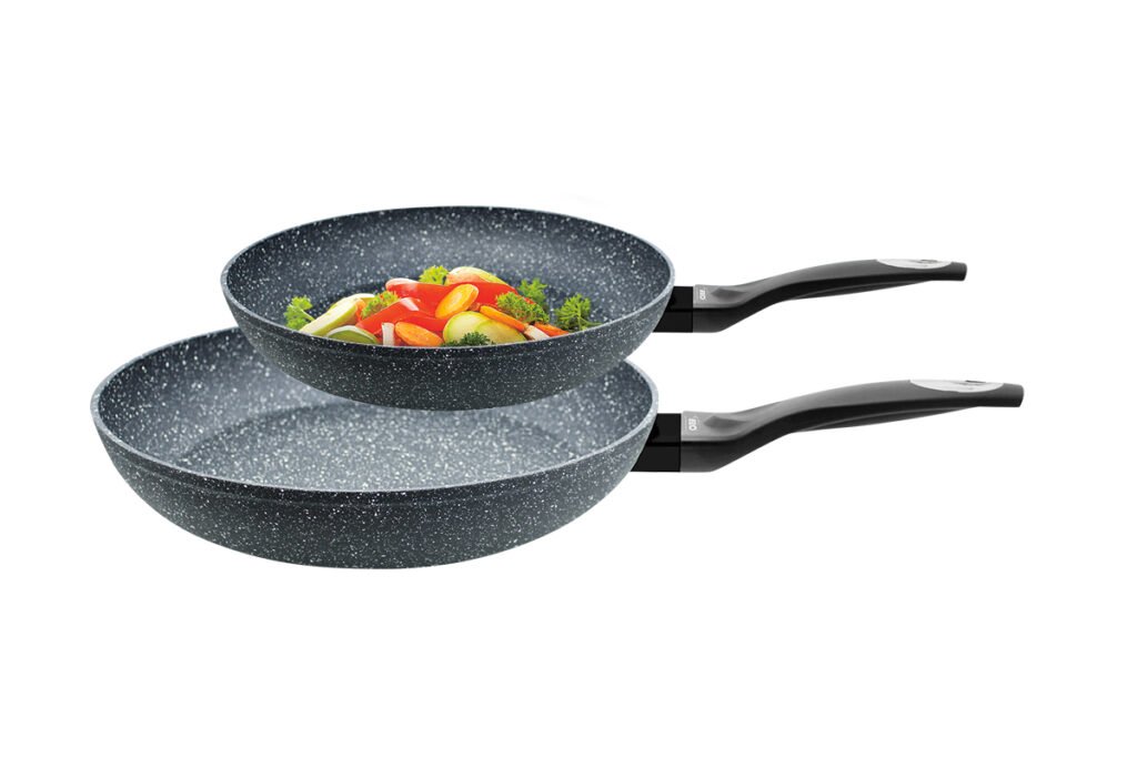 Zwei Pfannen in unterschiedlicher Größe aus Aluminium
