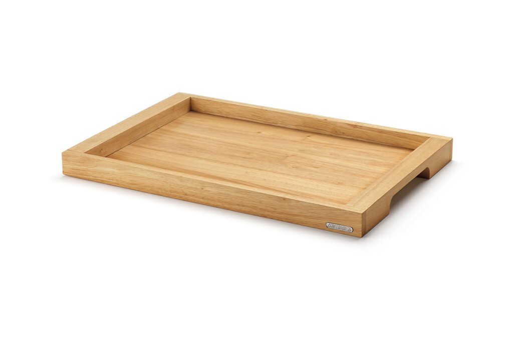 Tablett mit Griffmulden aus Gummibaumholz