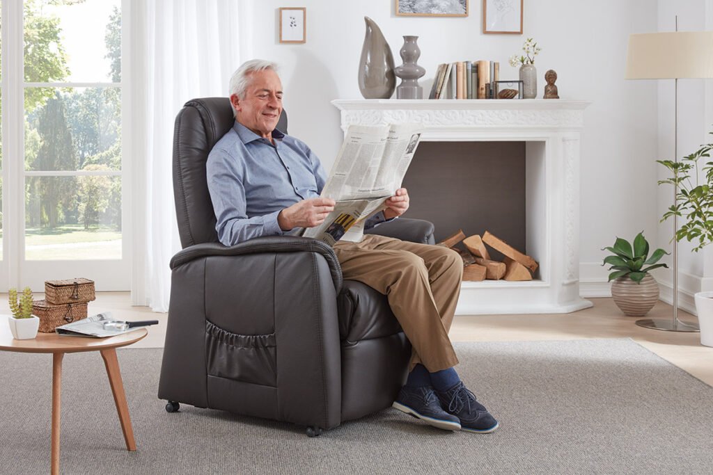 Sessel mit Verstellung, Bezug Leder Schokobraun