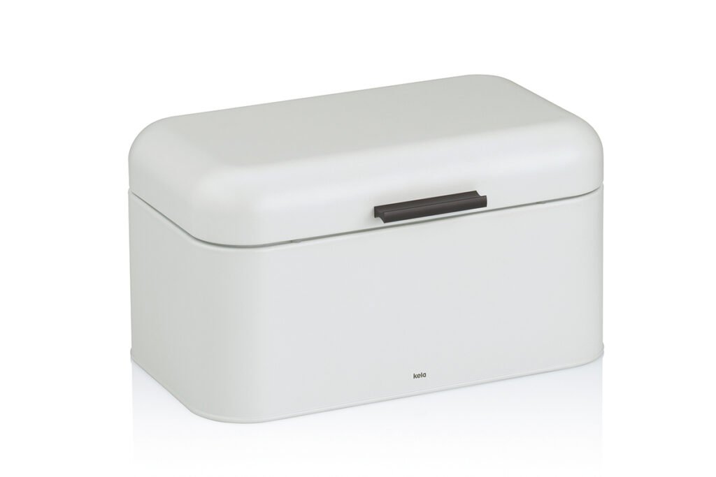 Brotkasten, Grau und Weiß, Metall