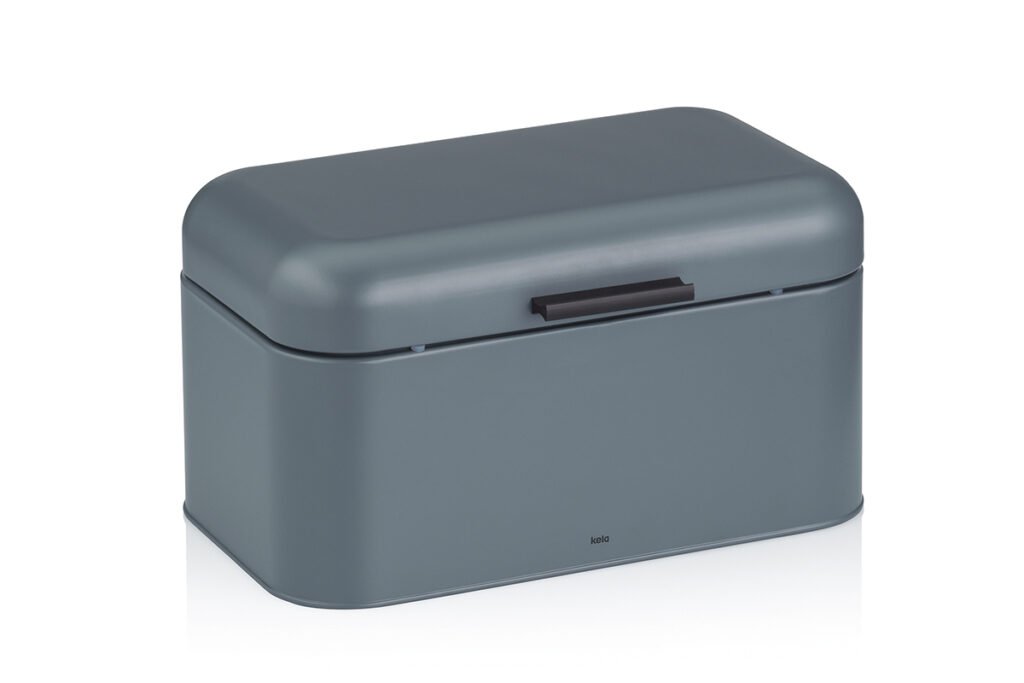 Brotkasten, Grau und Weiß, Metall