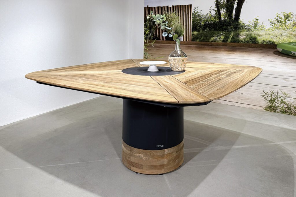 Gartentisch Teak, Fuß Aluminium Graphit
