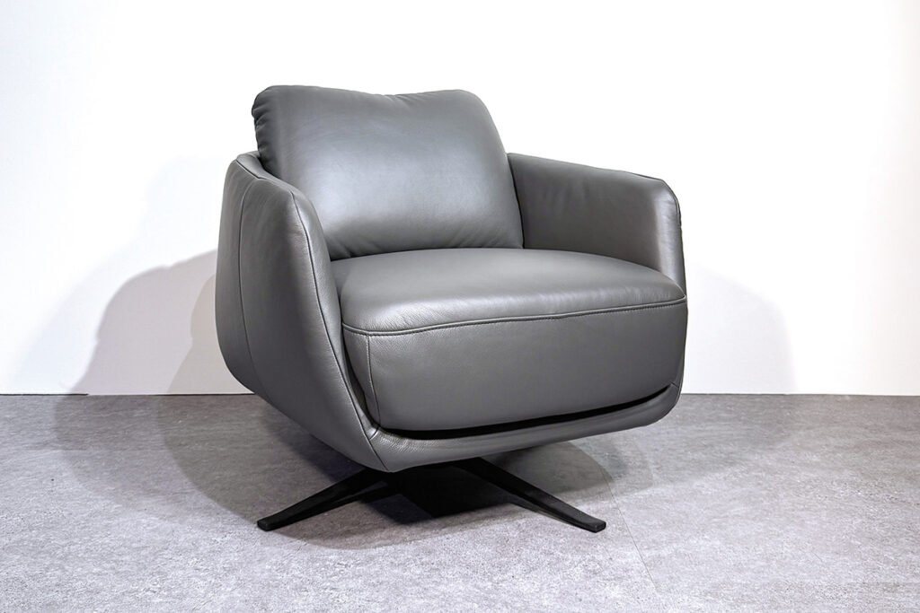 Sessel Bezug Leder Mercury Fango, Sternfuß Schwarz matt