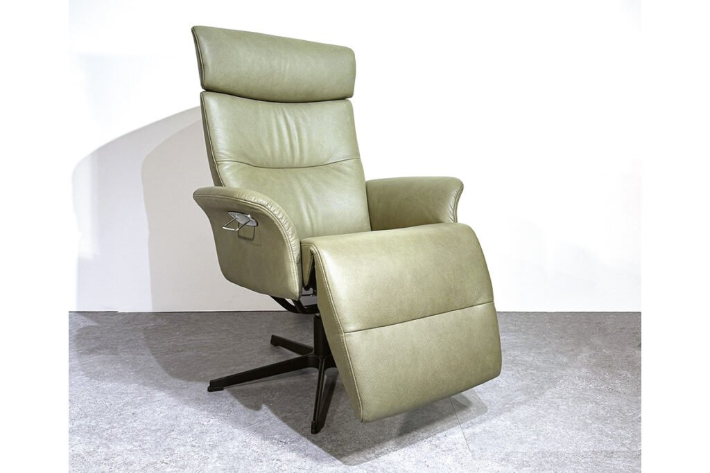 Easy Swing Sessel, Bezug Leder Olive, mit Sternfuß Schwarz