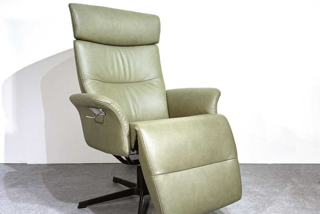 Easy Swing Sessel, Bezug Leder Olive, mit Sternfuß Schwarz