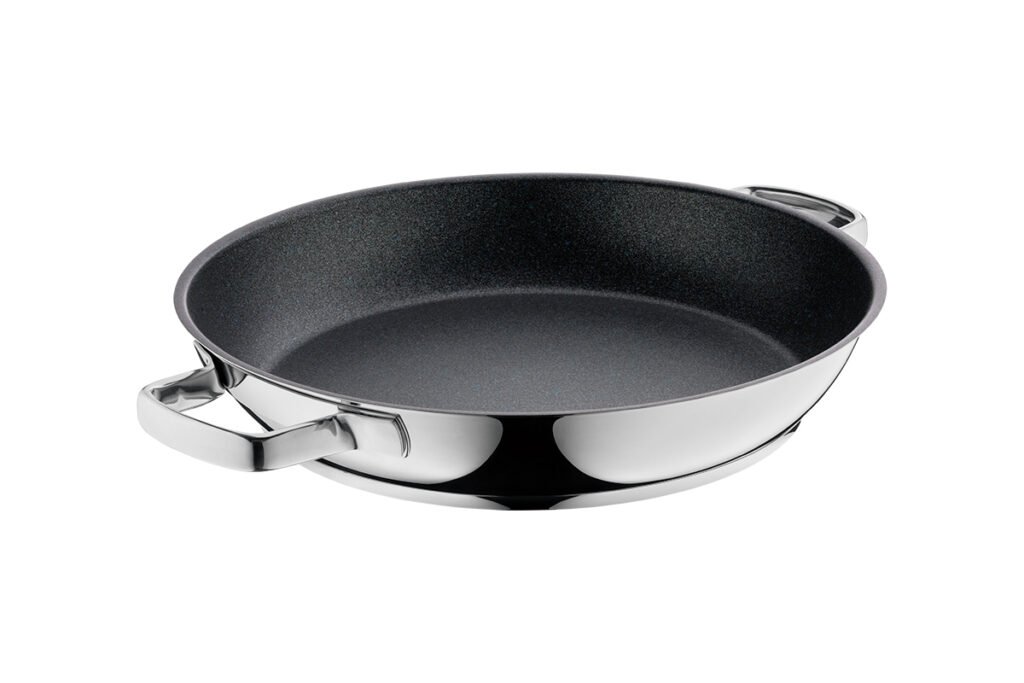 Servierpfanne Edelstahl mit zwei Griffen, Antihaftbeschichtung