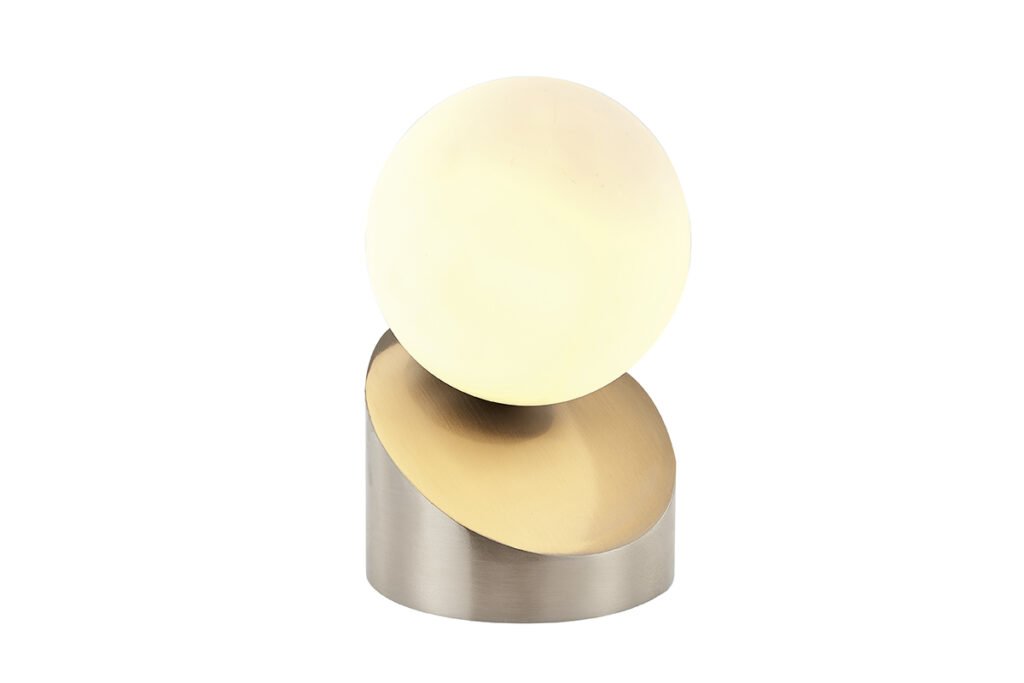 Tischlampe Kugel mit Nickeloptik Fuß
