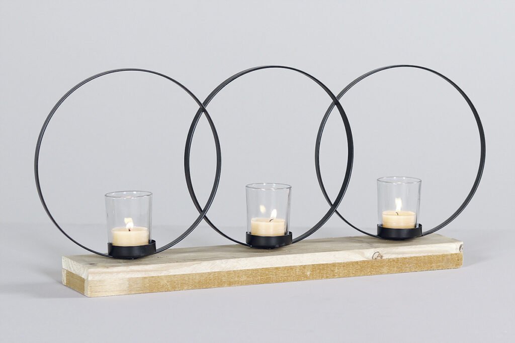 Kerzenhalter Schwarz/Holz