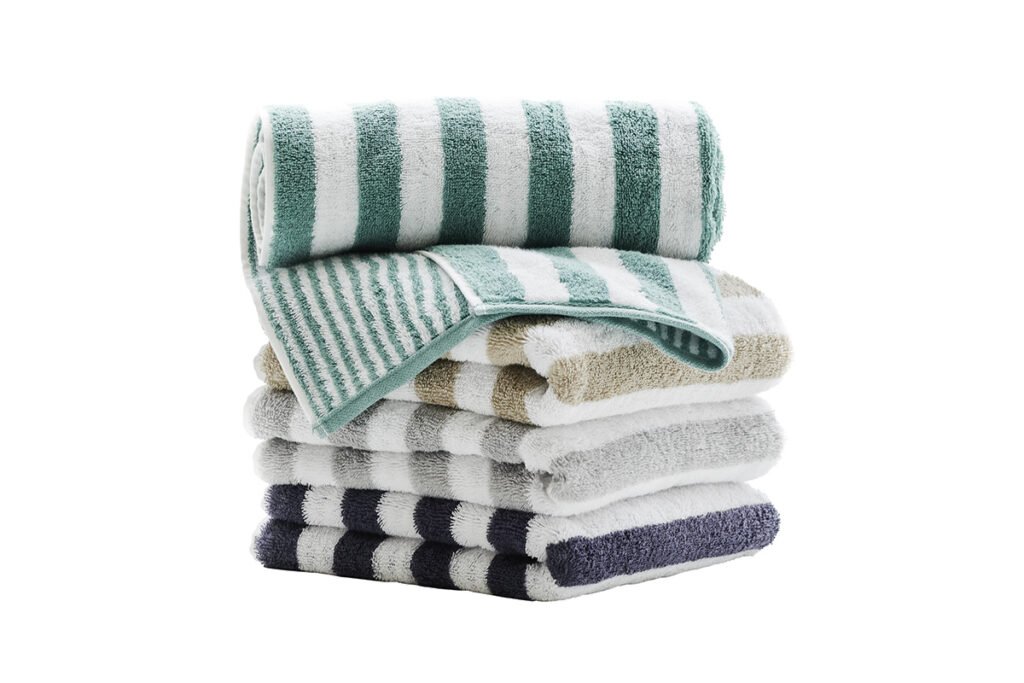 Handtücher gestreift, Grün, Schwarz, Grau, Beige