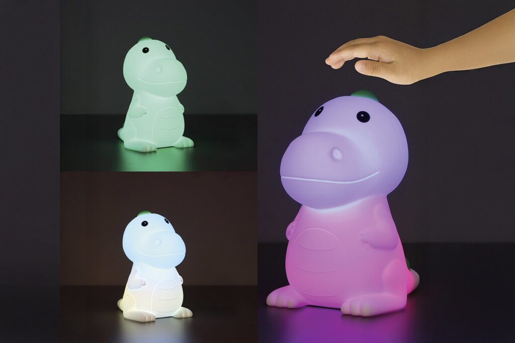Nachtlicht Dino, leuchtet in verschiedenen Farben