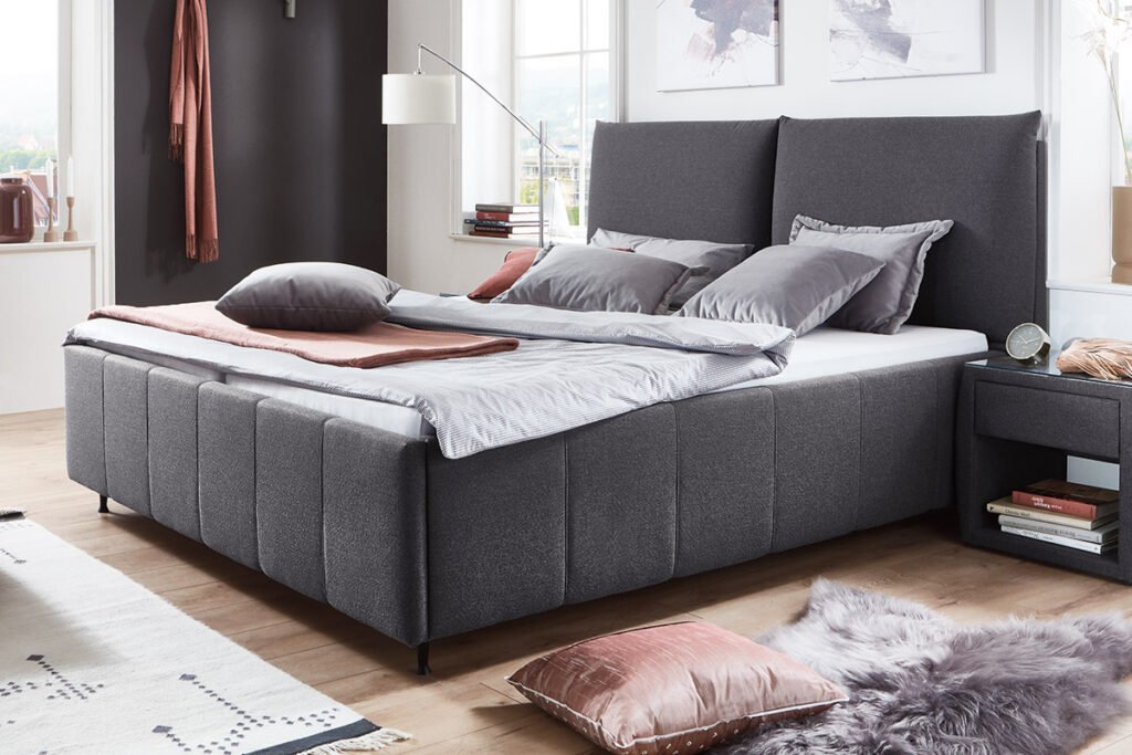 Polsterbett, Bezug Stoff Grau