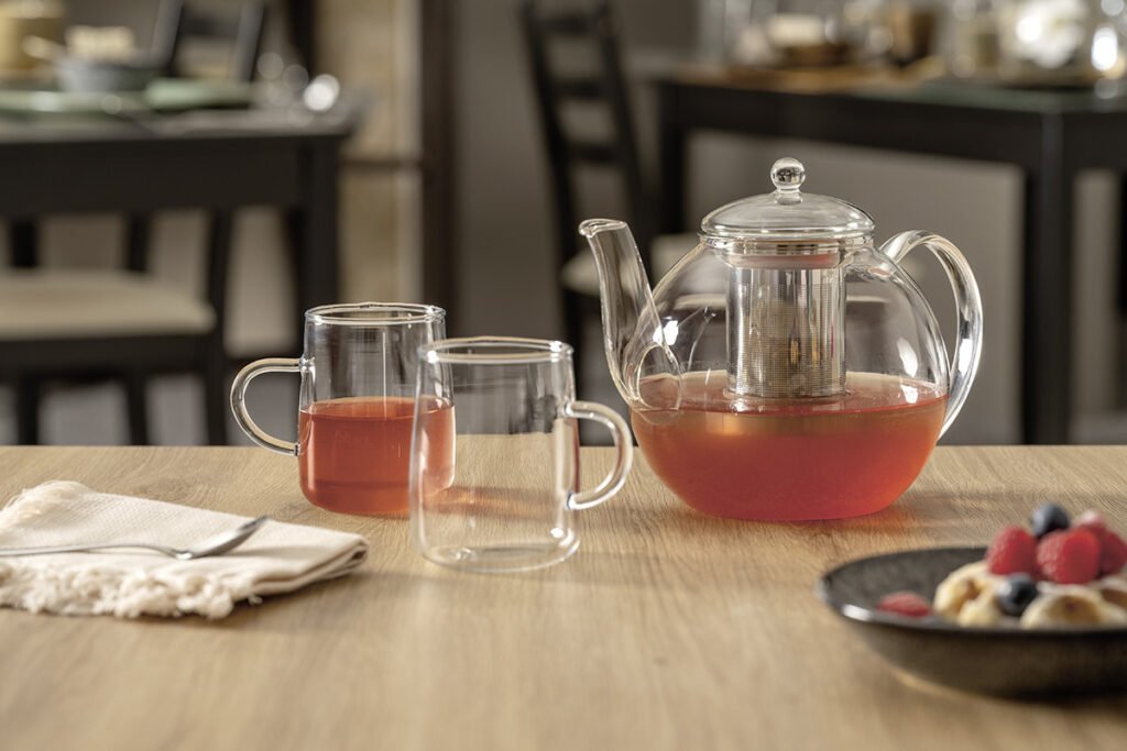 Tee Geschenk-Set bestehend aus Glas- Teekanne und zwei Gläsern