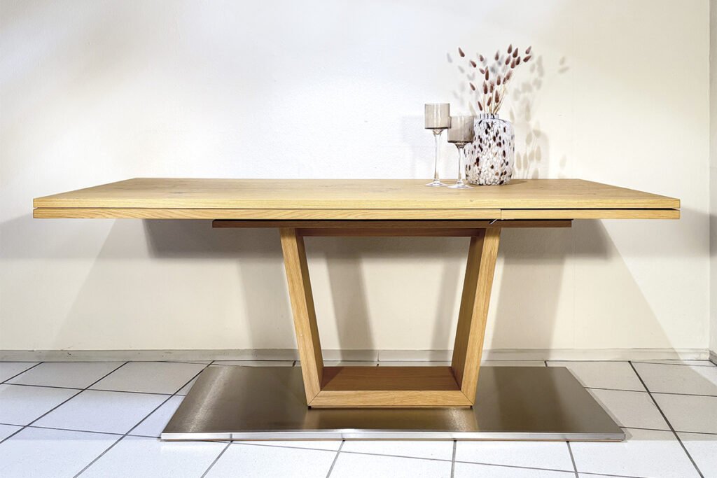 Ausziehtisch, Natureiche Bianco/Edelstahl