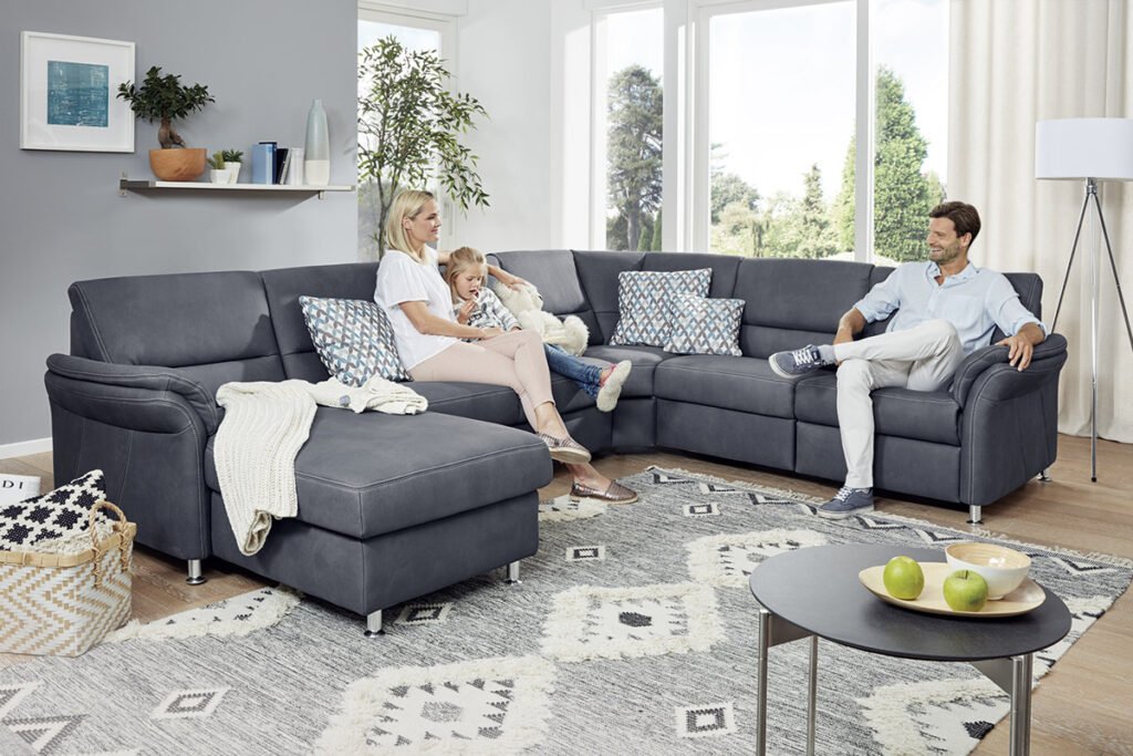 Wohnlandschaft Stoff Grau