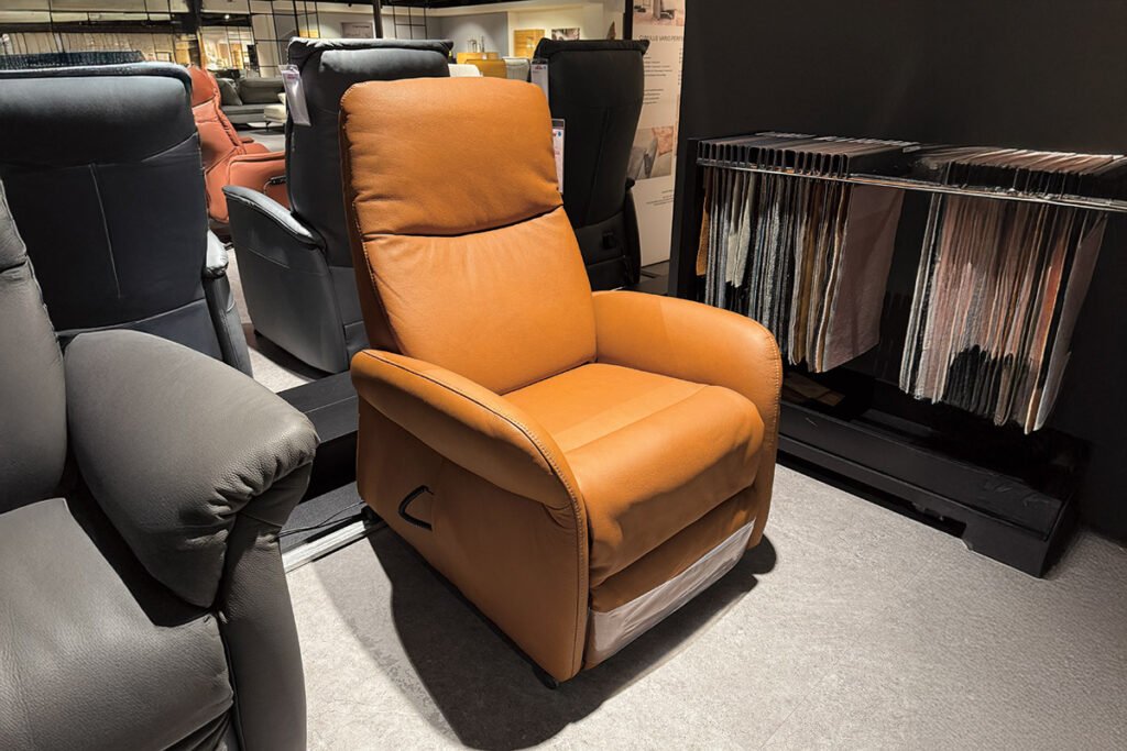 Relaxsessel Leder Cognac mit elektrischer Verstellung