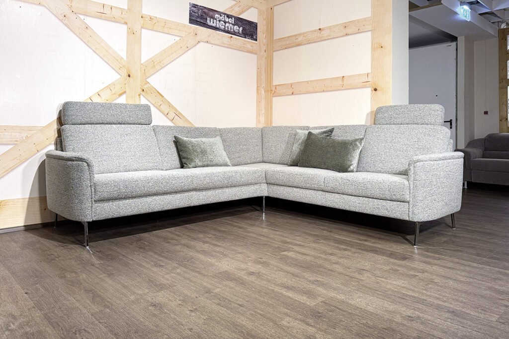 Graue Stoff Eckgarnitur inkl. Kissen