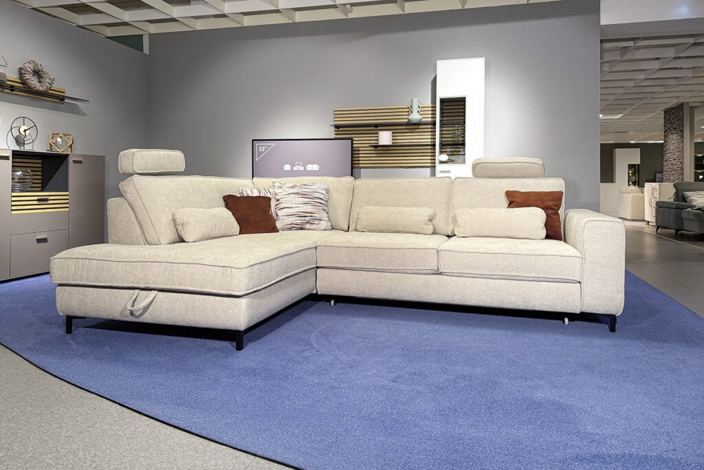 Eckkombination Webstoff natur, inkl. Kissen