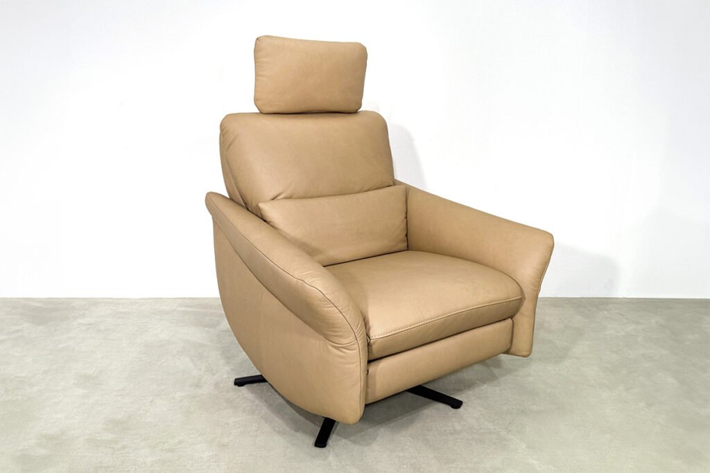 Relaxsessel Bezug Leder Soft-Nappa Pale, Sternfuß Anthrazit