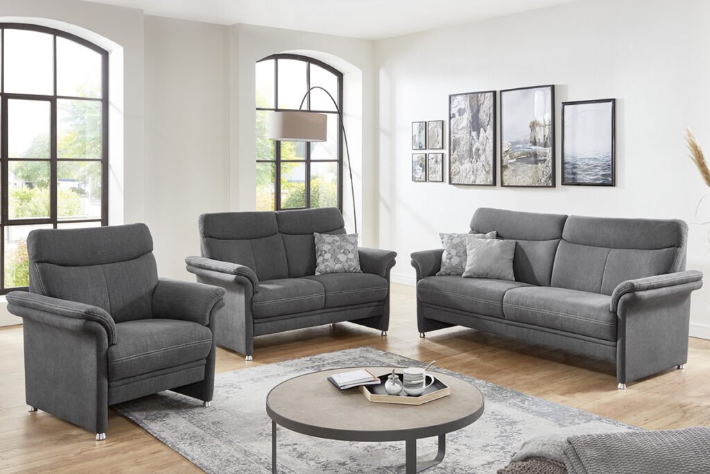 Sofa, Bezug Stoff Anthrazit