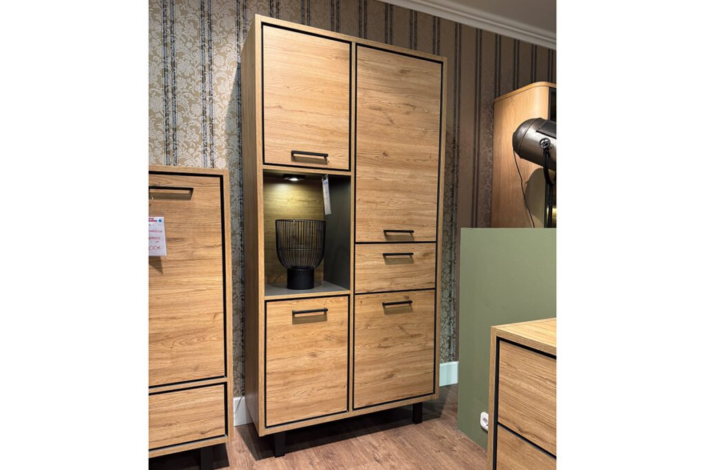 Schrank Wildeiche/Anthrazit mit Beleuchtung