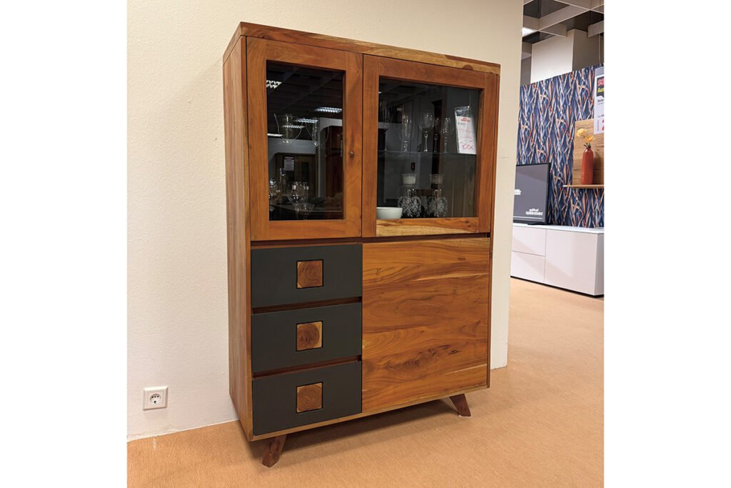 Bitrine Akazie massiv natur, Absetzung Anthrazit