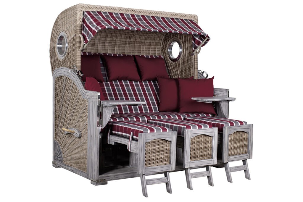 Strandkorb 3-Sitzer Mahagoniholz