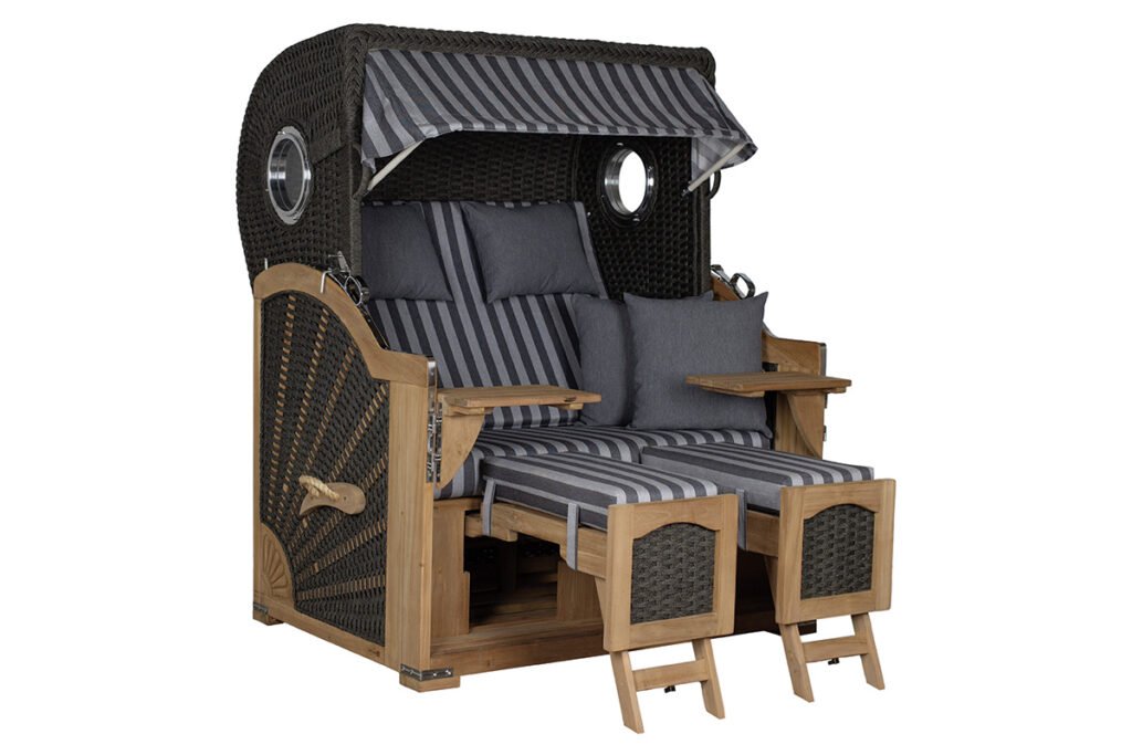 Strandkorb Teakholz, Geflecht Rope