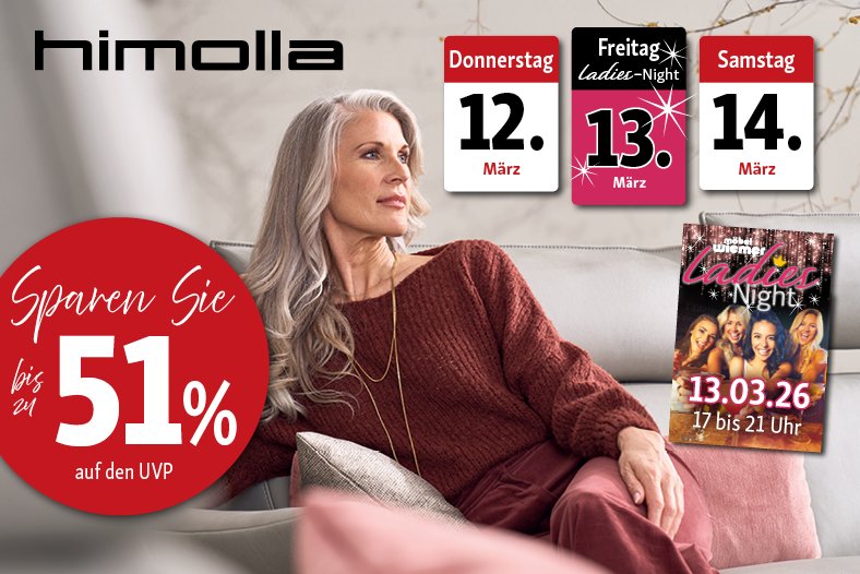 Der Himolla-Truck ist vom 12. bis 14.03. wieder bei uns zu Besuch und Sie können 51% auf den UVP sparen