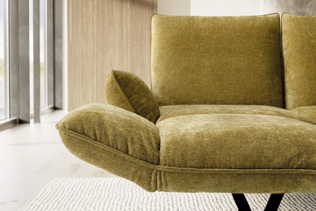 Armtelverstellung Sofa mit Stoffbezug in Gelb/Grün