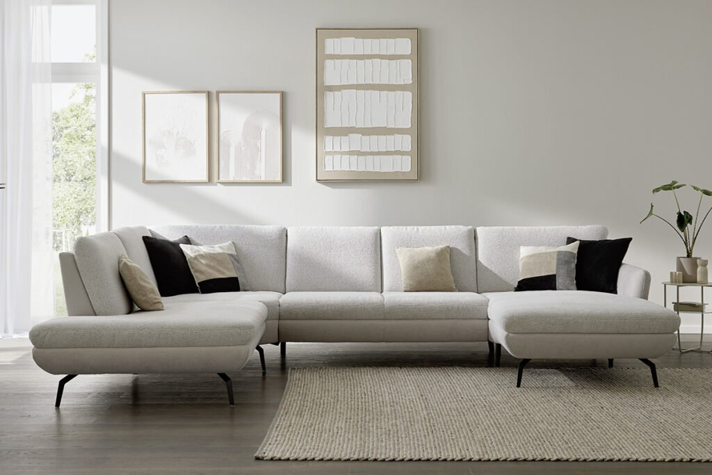 Bezug Stoff Macan Ecru, Fuß Metall Schwarz