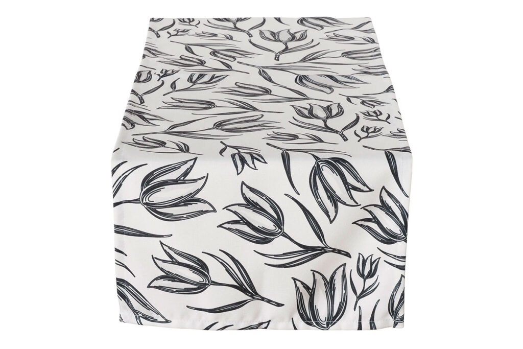 Tischläufer Motiv Tulpen Schwarz/Weiß