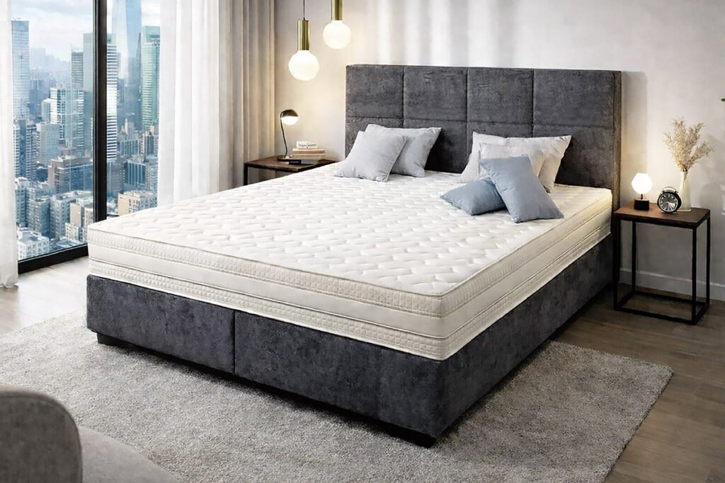 Boxspringbett, Bezug Anthrazit