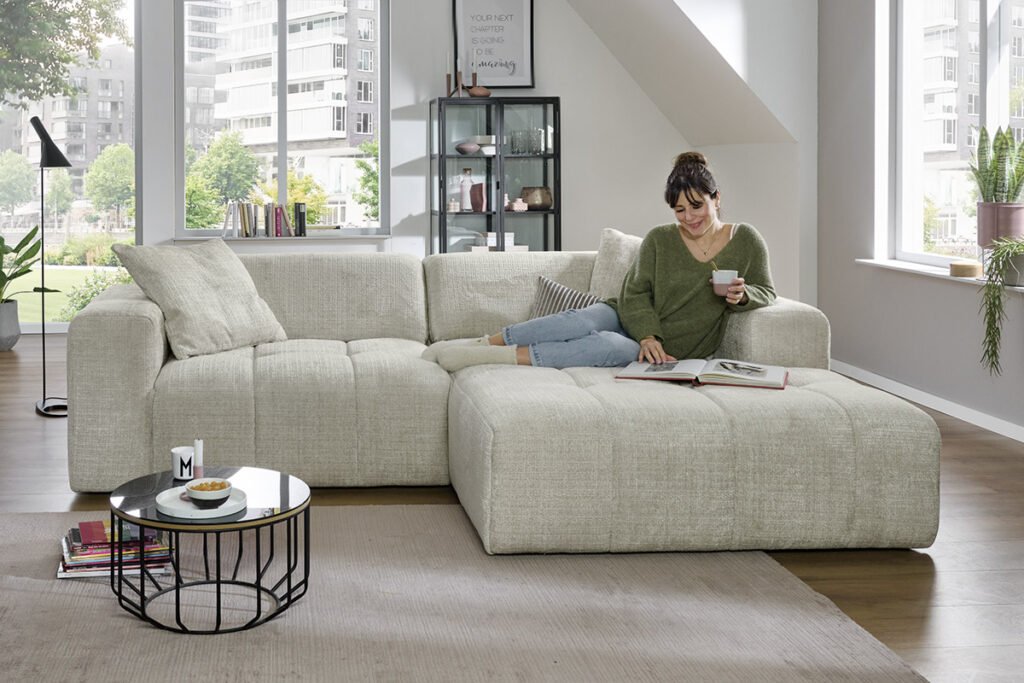 Ecksofa, Bezug Stoff Beige