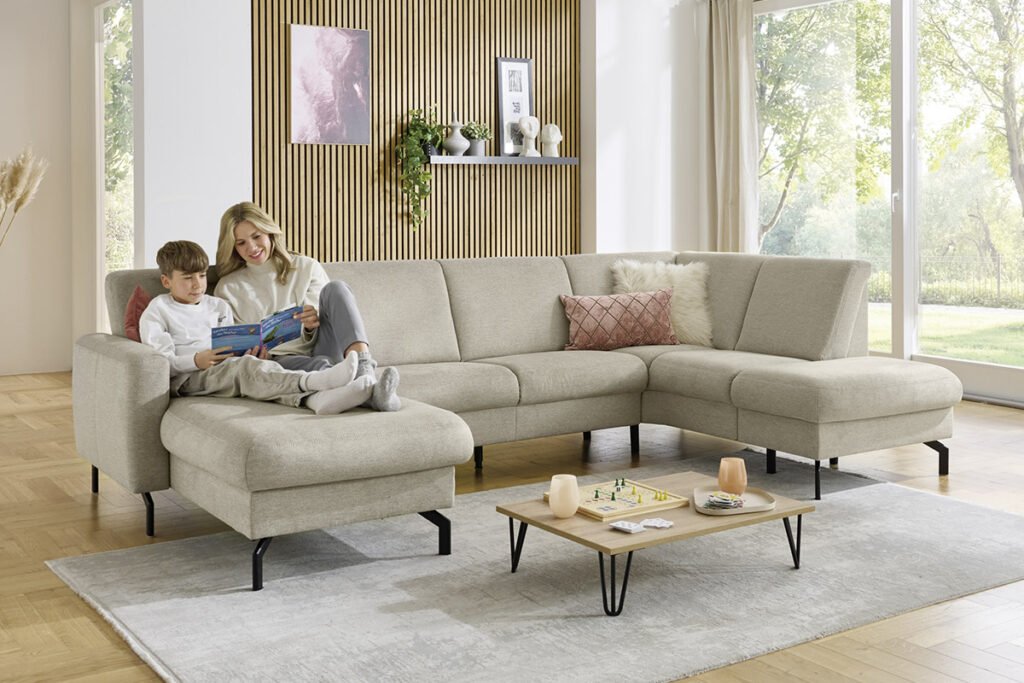 Wohnlandschaft Bezug Stoff Beige