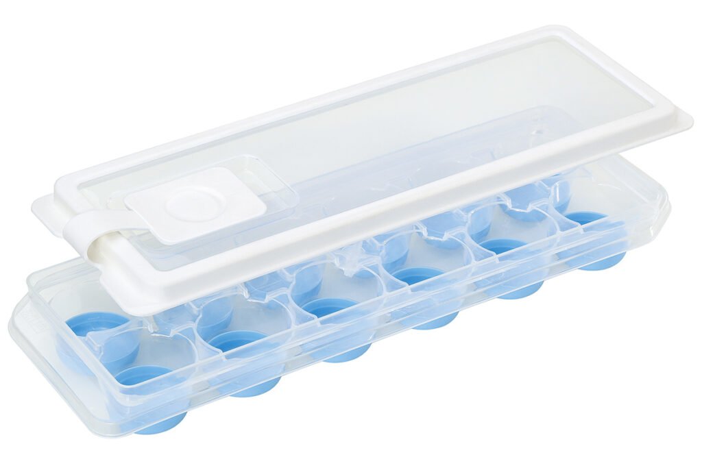 Eiskubgelform, blau mit Deckel