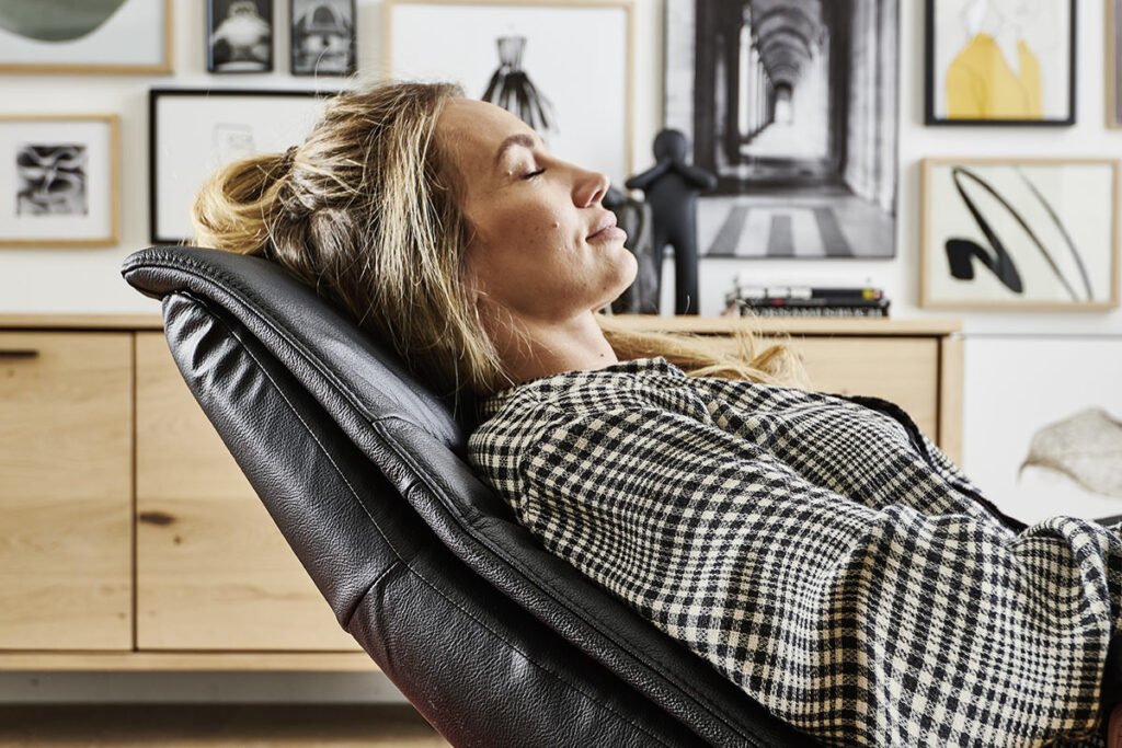 Relaxsessel, Leder Schwarz, Rückenlehne