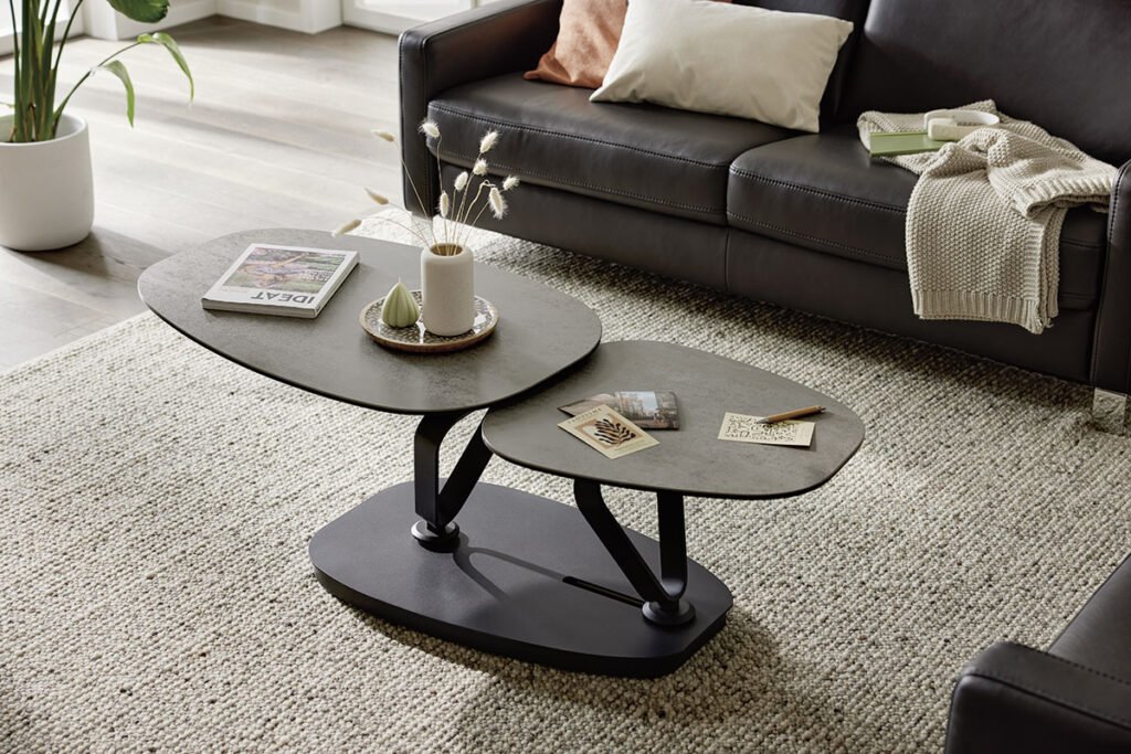 Couchtisch, grau, zwei Tischplatten