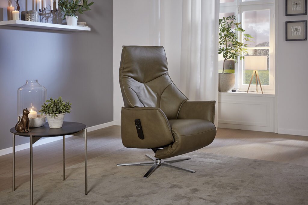Sessel kokosfarbig, Leder