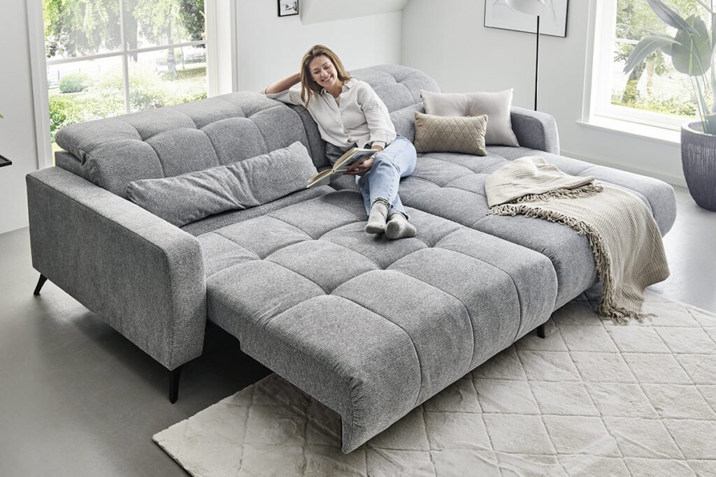 Ecksofa Nil, hellgrau, Liegefläche