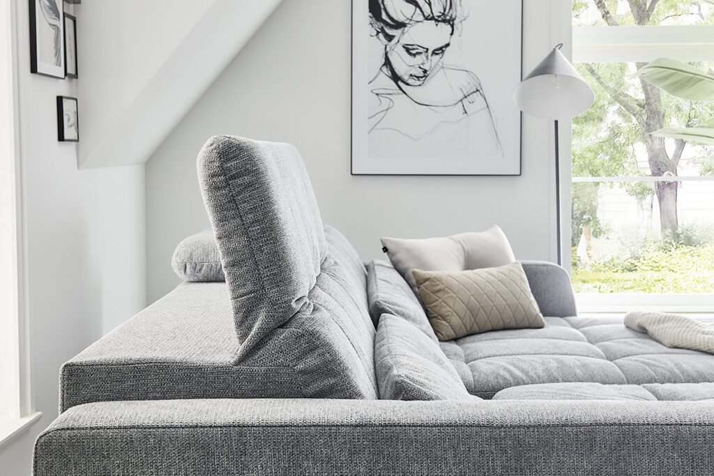 Ecksofa Nil, hellgrau, Sitzverstellung