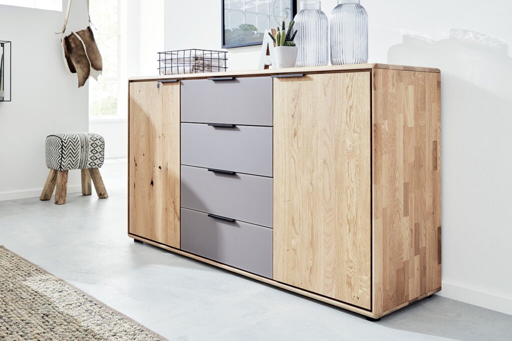 Schlafzimmer, Kommode, Wildeiche/grau