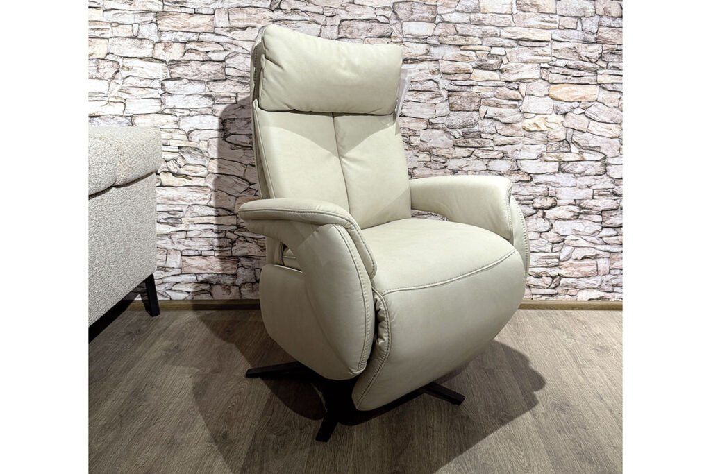 Relaxsessel Lederoptik Kevin Sand, Sternfuß Metall Schwarz matt