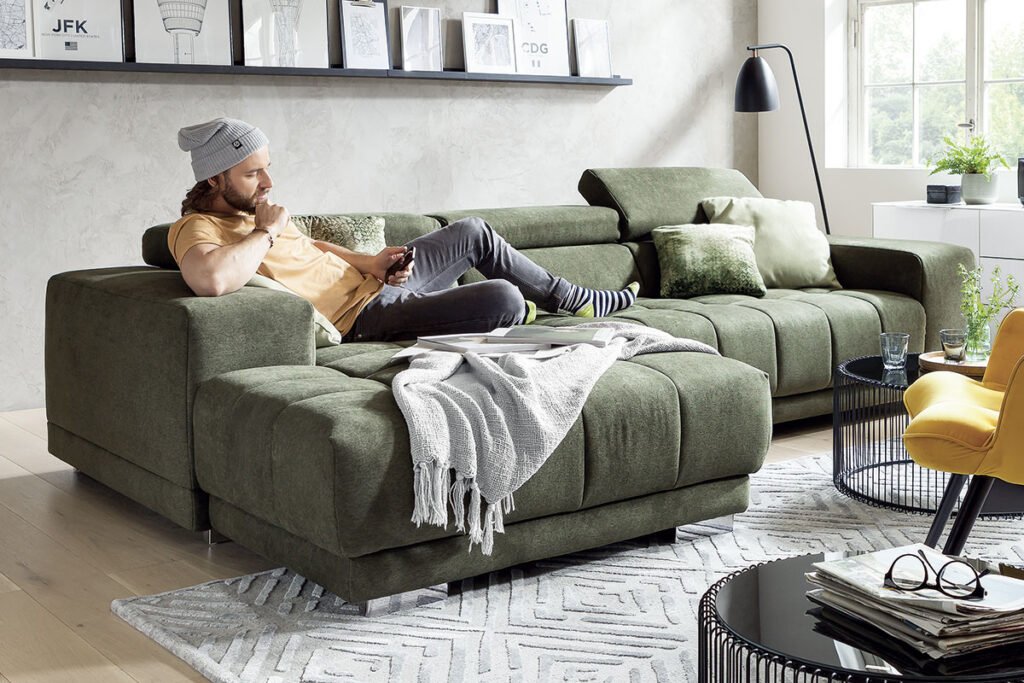 Ecksofa moosgrün