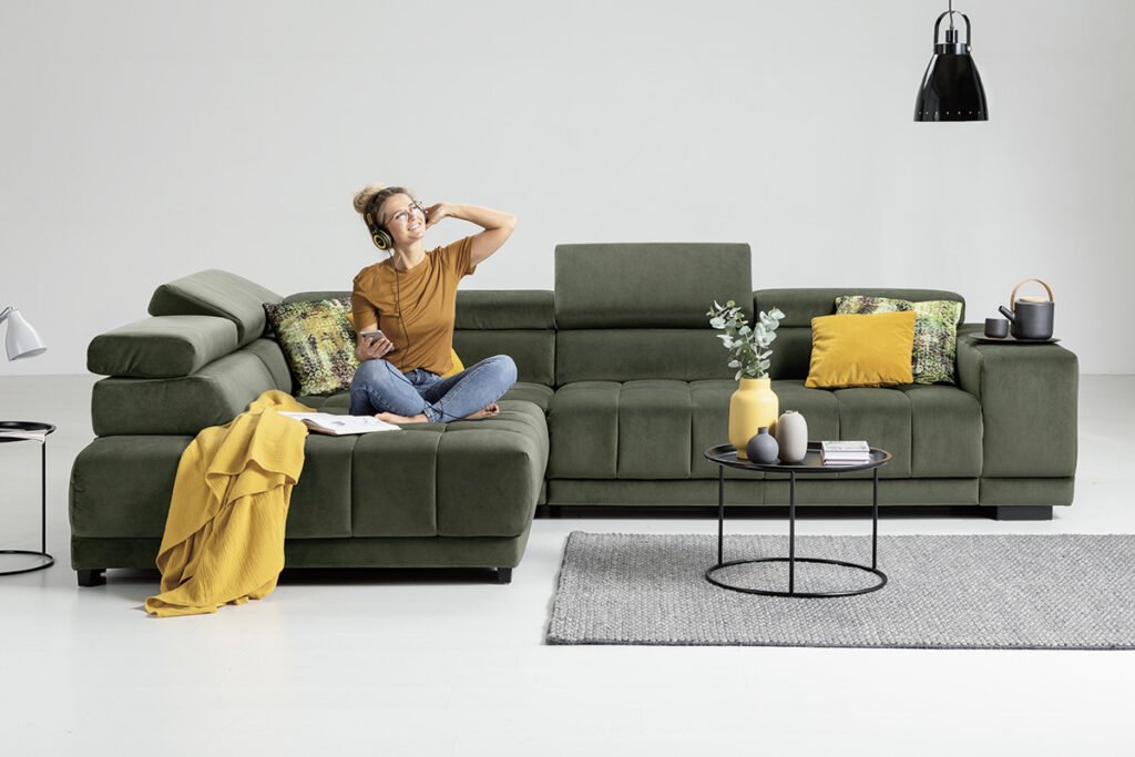 Ecksofa, moosgrün