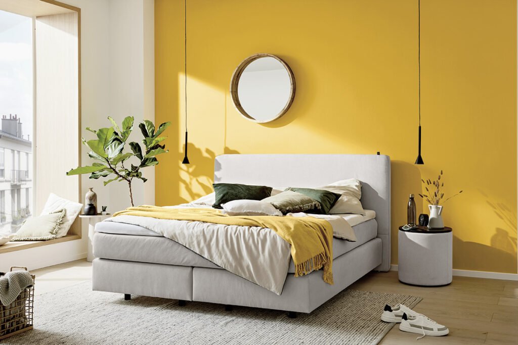 Boxspringbett weiß, Schwebeoptik