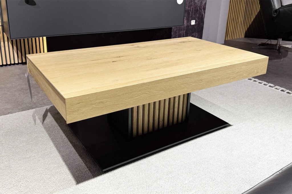 Couchtisch, Kerneiche Natur, sandgestrahlt, Lack Anthrazit