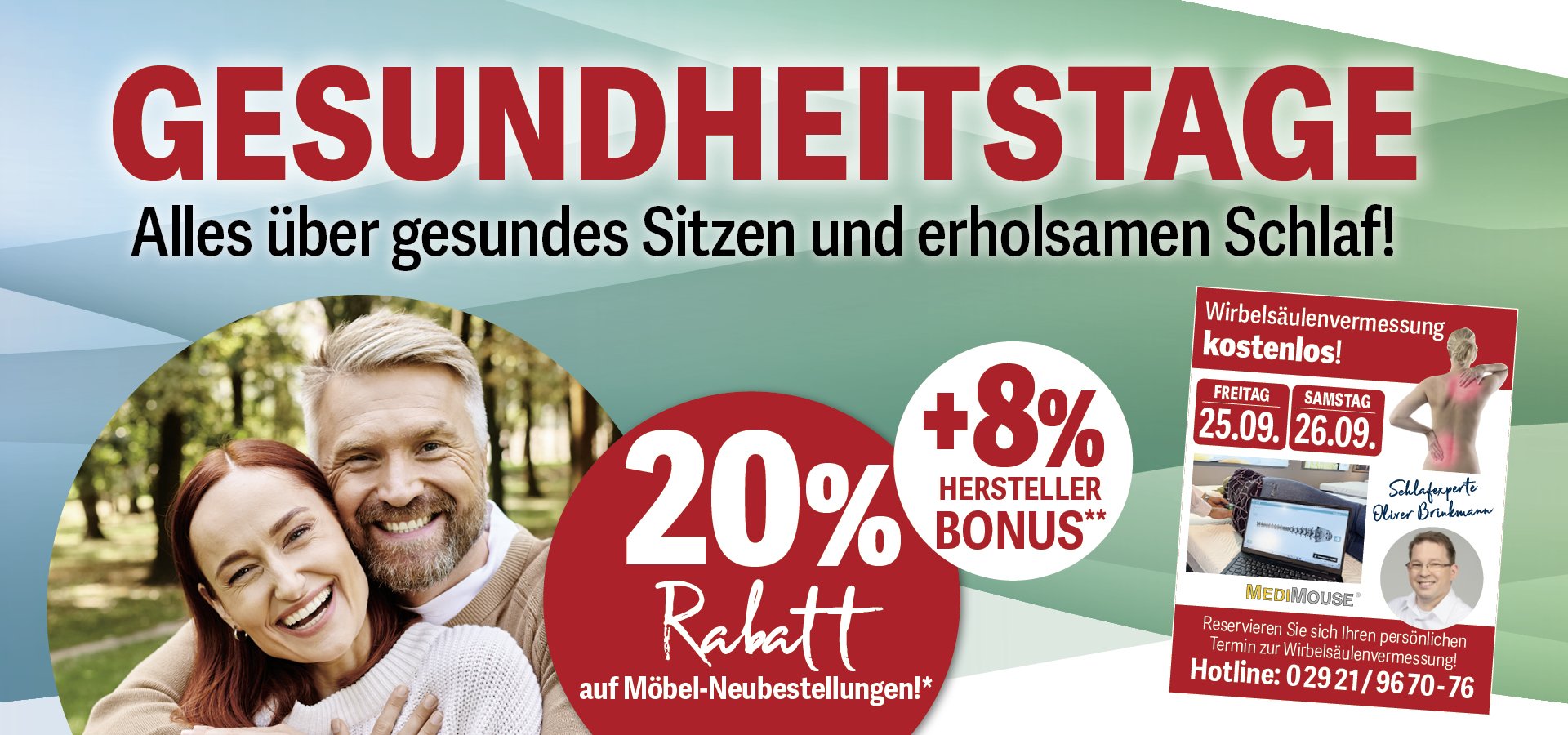 Gesundheitstage: alles über gesundes Sitzen und erholsamen Schlaf. 20% Rabatt auf Möbelneubestellungen* und 8% Herstellerbonus**