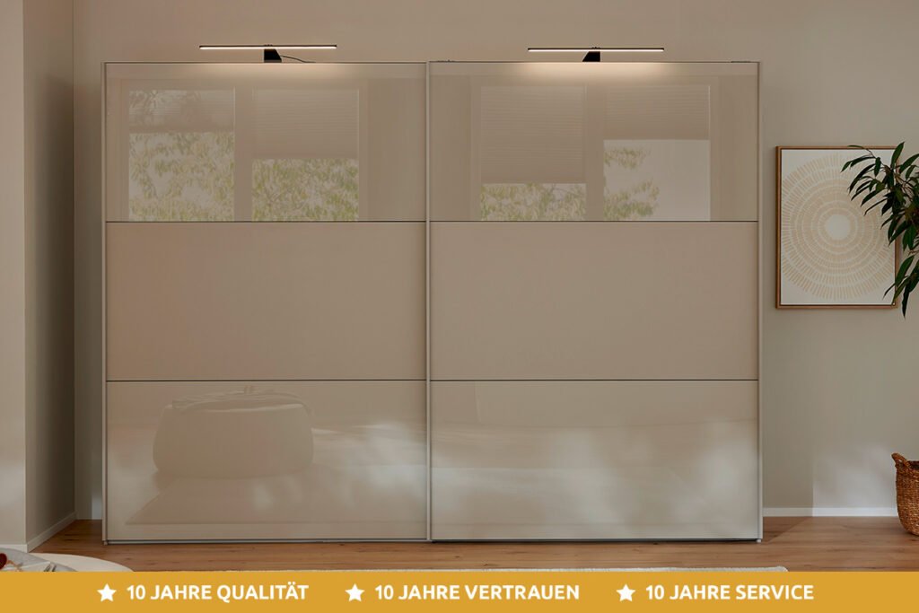 Schwebetürenschrank, Glas Kieselgrau matt und glänzend